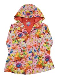 Růžovo-barevná květovaná šusťáková jarní parka s kapucí 
