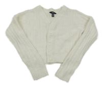 Bílý chlupatý propínací crop svetr New Look