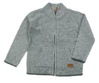 Šedý melírovaný propínací svetr 