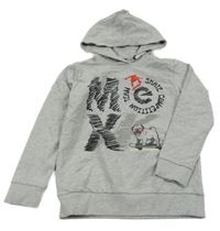 Šedá mikina s potiskem a kapucí Mexx