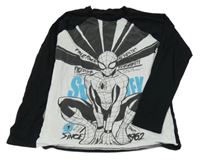 Černo-bílé pyžamové triko se Spidermanem 