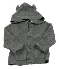 Tmavošedý propínací svetr s kapucí 