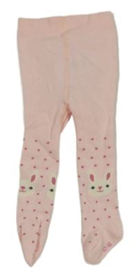 Světlerůžové punčocháče s puntíky a králíky Impidimpi