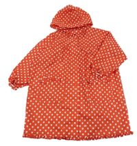 Červený puntíkatý šusťákový lehký kabát s kapucí 