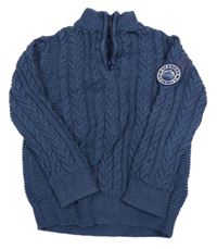 Tmavomodrý svetr s copánky Next