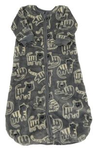 Šedý plyšový podšitý spací pytel s tygry Next