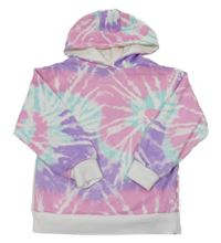 Růžovo-modro-fialová batikovaná mikina s kapucí m Primark