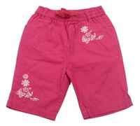 Růžové plátěné kalhoty s výivkami
