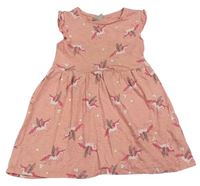 Růžové bavlněné šaty s jednorožci Matalan 