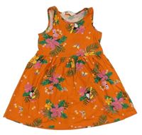 Oranžové bavlněné šaty s květy H&M