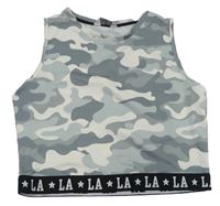 Šedo-bílý army crop top Primark