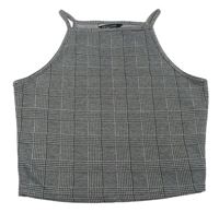 Černo-bílý kostkovaný crop top New Look