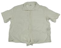 Bílá mušelínová crop halenka H&M