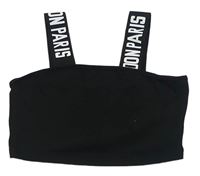 Černý crop top s nápisy Shein
