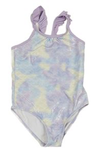 Lila-barevné vzorované jednodílné plavky s volánky Primark