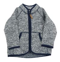 Tmavomodro-bílá melírovaná propínací pletená mikina H&M