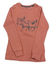 Růžové žebrované triko s jednorožci M&S