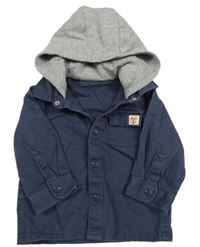 Tmavomodrá riflová bunda s teplákovou kapucí F&F