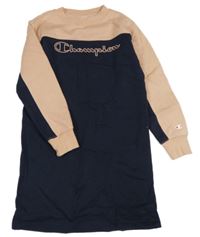 Tmavomodro-oranžové teplákové šaty s logem Champion