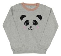 Stříbrno-růžový svetr s pandou Tu