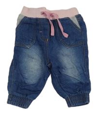 Tmavomodré cuff rifle s růžovým pasem Ergee