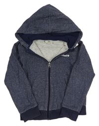 Tmavomodrá melírovaná propínací mikina s logem a kapucí Timberland