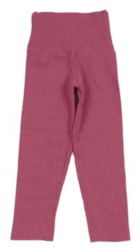 Růžové žebrované legíny 