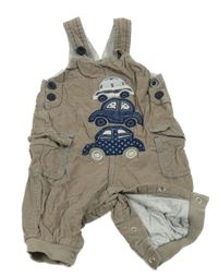 Hnědé manšestrové podšité laclové kalhoty s auty George 