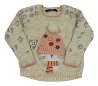 Béžový svetr s kočkou a vzorem George