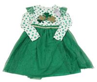 Nové - Bílo-zelené šaty s flitry a tylovou sukní Primark