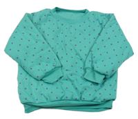 Tyrkysová puntíkovaná zateplená mikina 