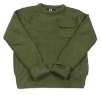 Khaki žebrovaný svetr s kapsou Brandit