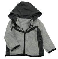 Šedo-tmavošedá propínací mikina s kapucí 