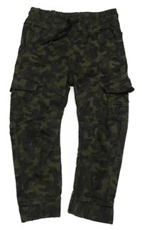 Army plátěné slim cargo kalhoty s kapsami Denim 