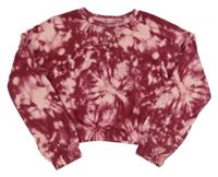 Tmavorůžovo-světlerůžová batikovaná crop mikina Primark