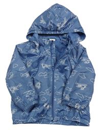 Modrá šusťáková jarní bunda s letadly a kapucí H&M