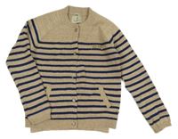 Zlato-tmavomodrý pruhovaný propínací svetr Scotch&Soda 