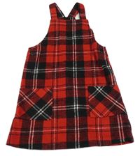 Červeno-černo-bílé kostkované vlněné šaty Matalan