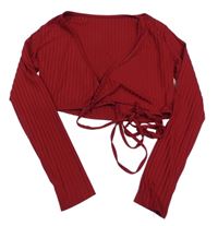 Červené žebrované zavinovací bolerko 