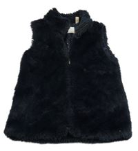 Tmavomodrá kožešinová podšitá vesta Okaidi