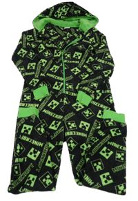 Černo-zelená chlupatá komibnéza Minecraft s kapucí Matalan