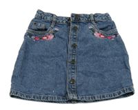 Modrá riflová propínací sukně s květy George