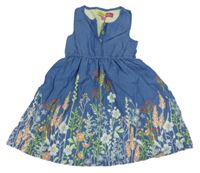 Modré kytičkované plátěné šaty Penelope Mack 