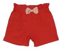 Červené bavlněné kraťasy s mašlí 