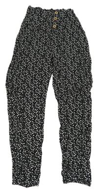 Černé turecké květované kalhoty Primark