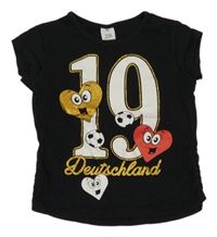 Černé tričko s čísly a nápisem Kiki&Koko