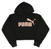Černá crop mikina s logem a kapucí Puma
