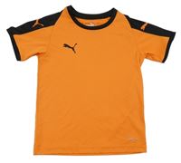 Oranžovo-černé sportovní tričko s logem Puma