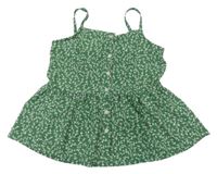 Zeleno-bílý kytičkovaný peplum top Zeeman 