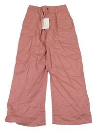 Nové - Růžové wide leg lehké kalhoty 